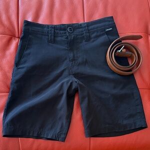 Volcom Black boys Casual Shorts- size 23 waist - belt included. Both nwot